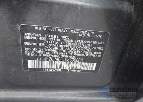 2016 Subaru Crosstrek 2.0I Premium из США, поврежденный, VIN JF2GPABC1G8330668